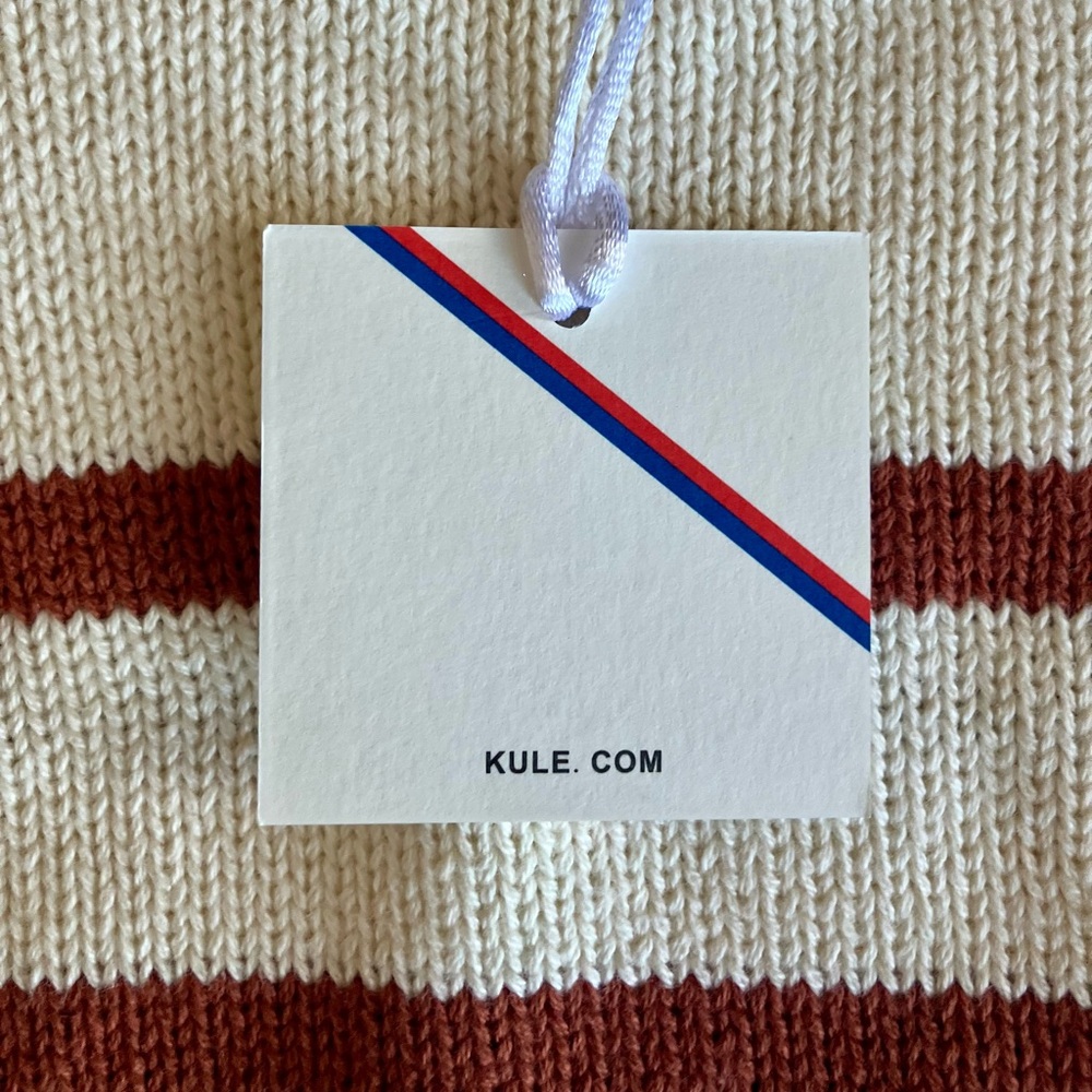 BNWT KULE 100% Cotton The Finn Striped Sweater XL Bronze/Cream Sold Out Online - Picture 9 of 15